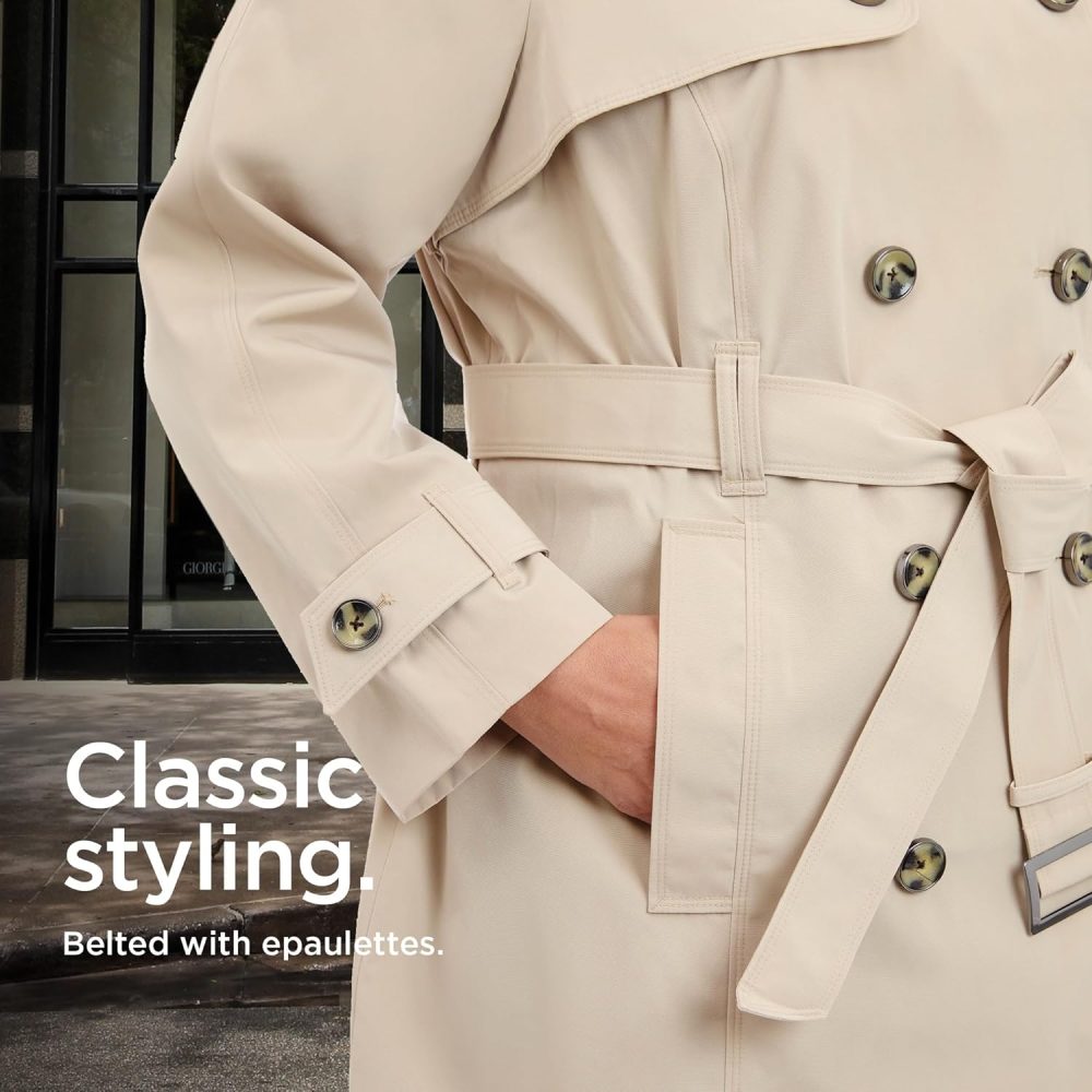 Women's 3/4 Length Double-Breasted Trench Coat with Belt - Image 4