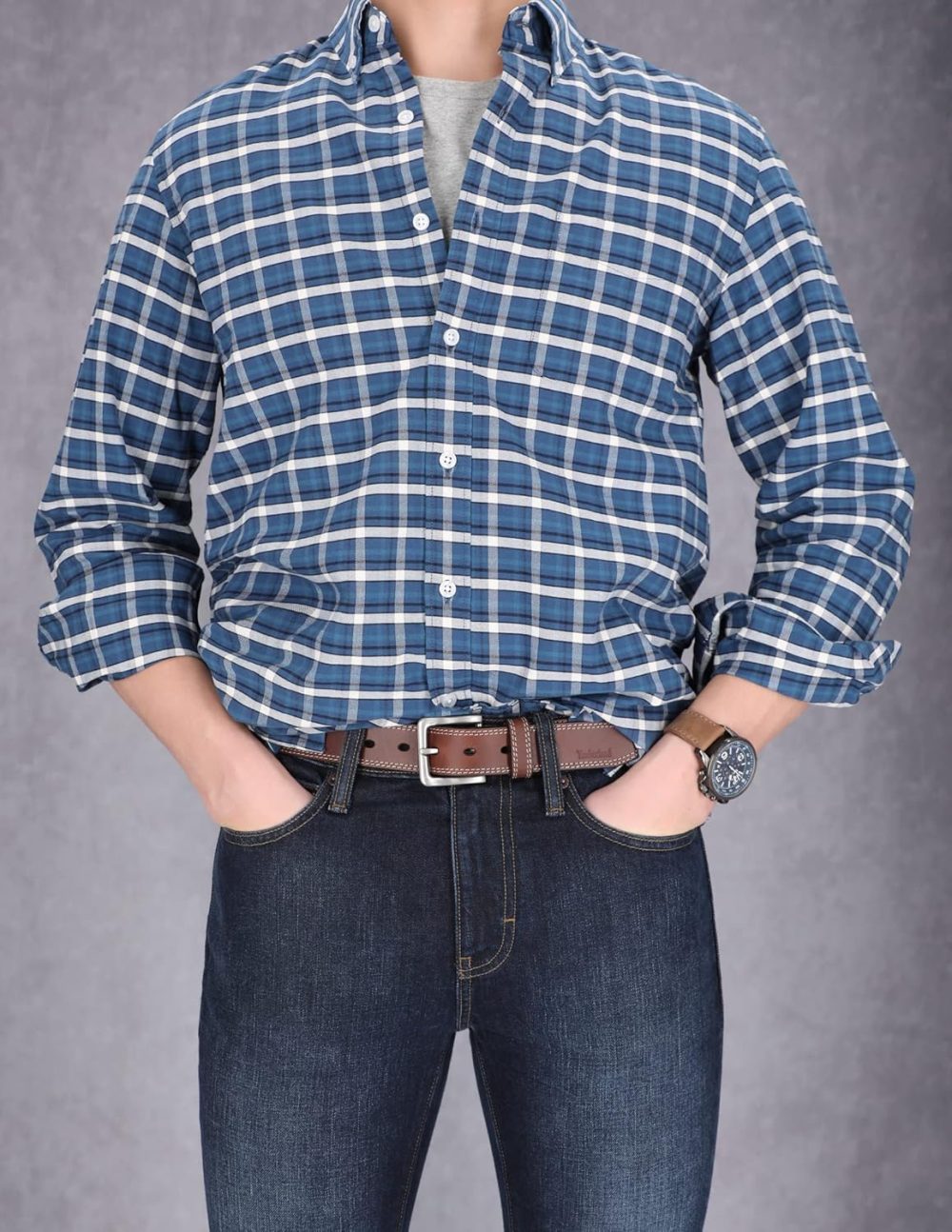 mens Classic Leather Jean Belt 1.4 Inches Wide - Image 3